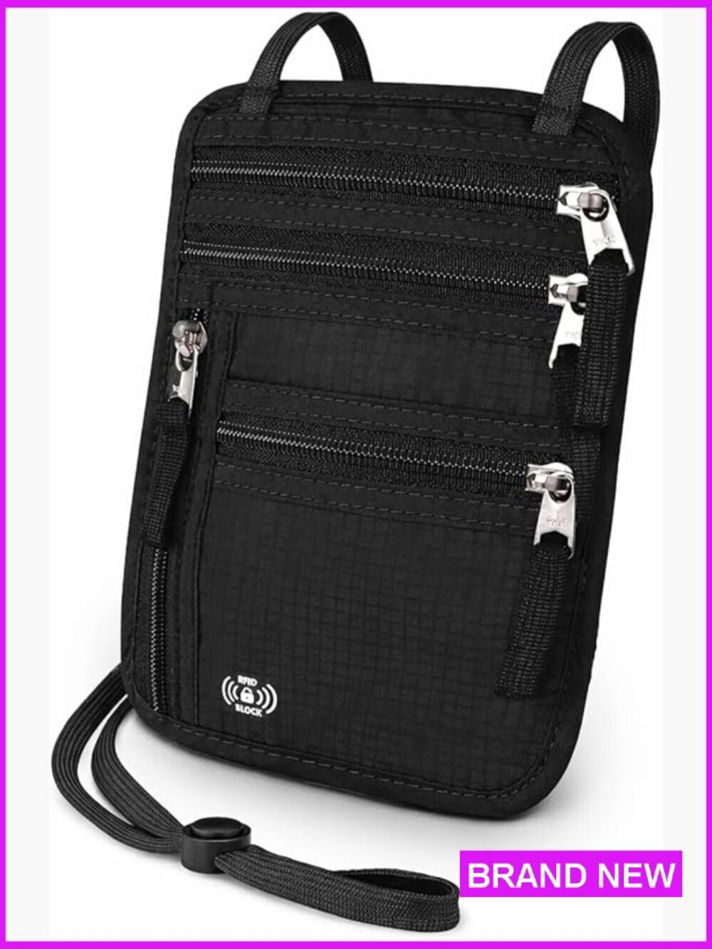 Travel Neck Wallet with RFID Blocking Hidden Passport Holder Slim Under Clothes